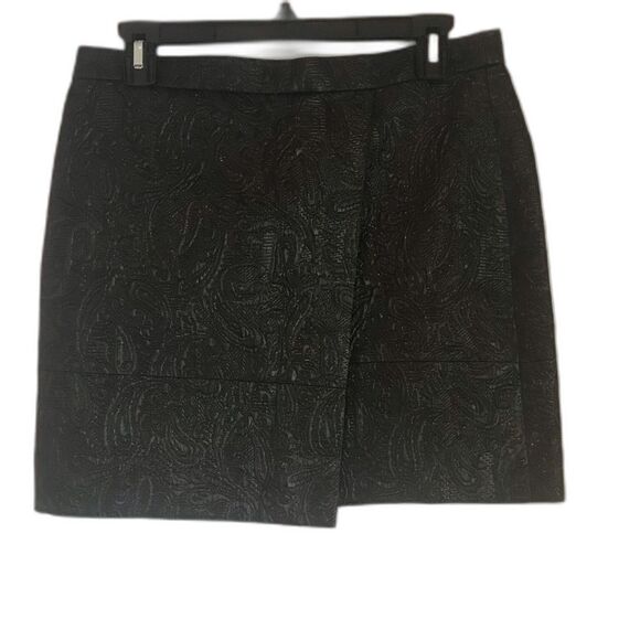 J. Crew Black Metallic Textured Faux Wrap Mini Skirt Women's Size 4 - Picture 6 of 7